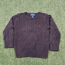 Polo Ralph Lauren Sweater YOUTH Size 4T Black Full Zip Cable Knit BOYS PRL
