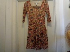 BOHEMIAN FLORALS FIT & FLARE TEXTURED LITTLE DRESS KEYHOLE BACK AMERICAN RAG M