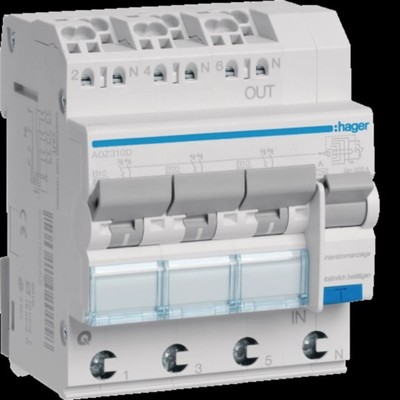 Hager FI/LS-Schalter ADZ310D 3x 1polig +N 10A