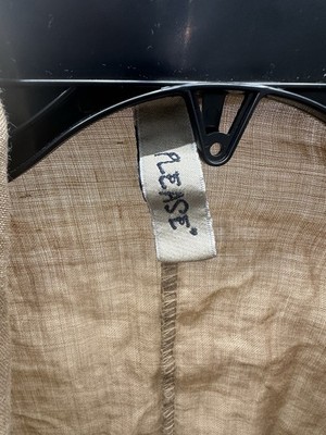 Please Women s Beige Draped Tie Front Belted Jacket Long Sleeve Size M