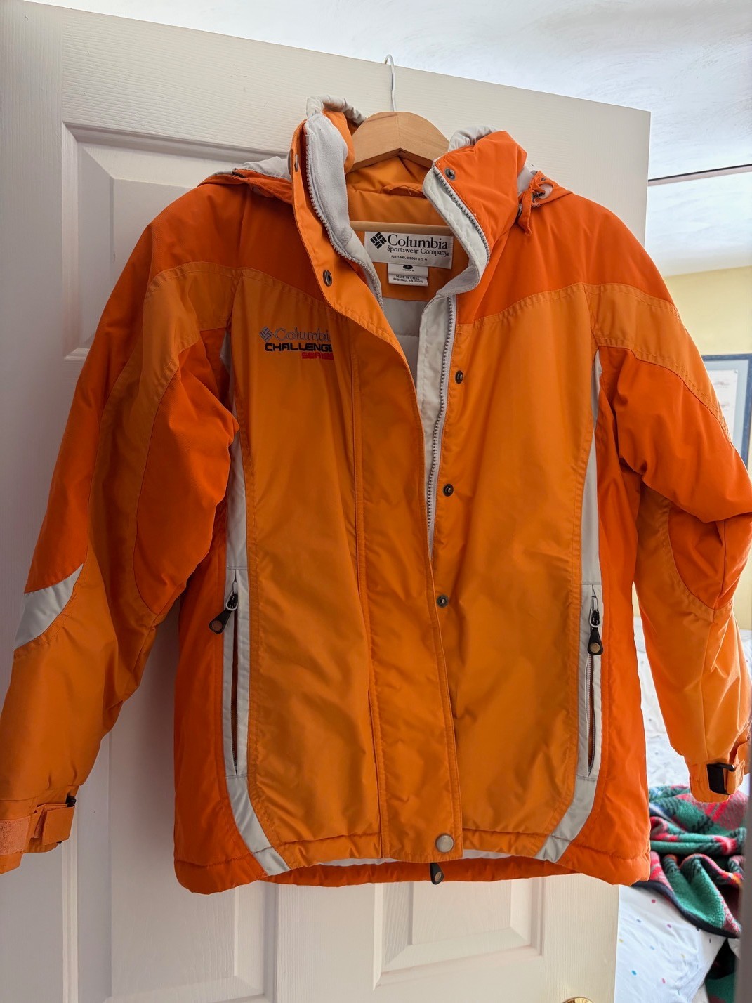 Columbia Challenge Series Ski Jacket Coat Women's Size S Orange Gray Insulated