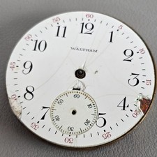 Waltham Pocket Watch Movement Traveler Grade 1908 16s 7j For Parts Or Repair