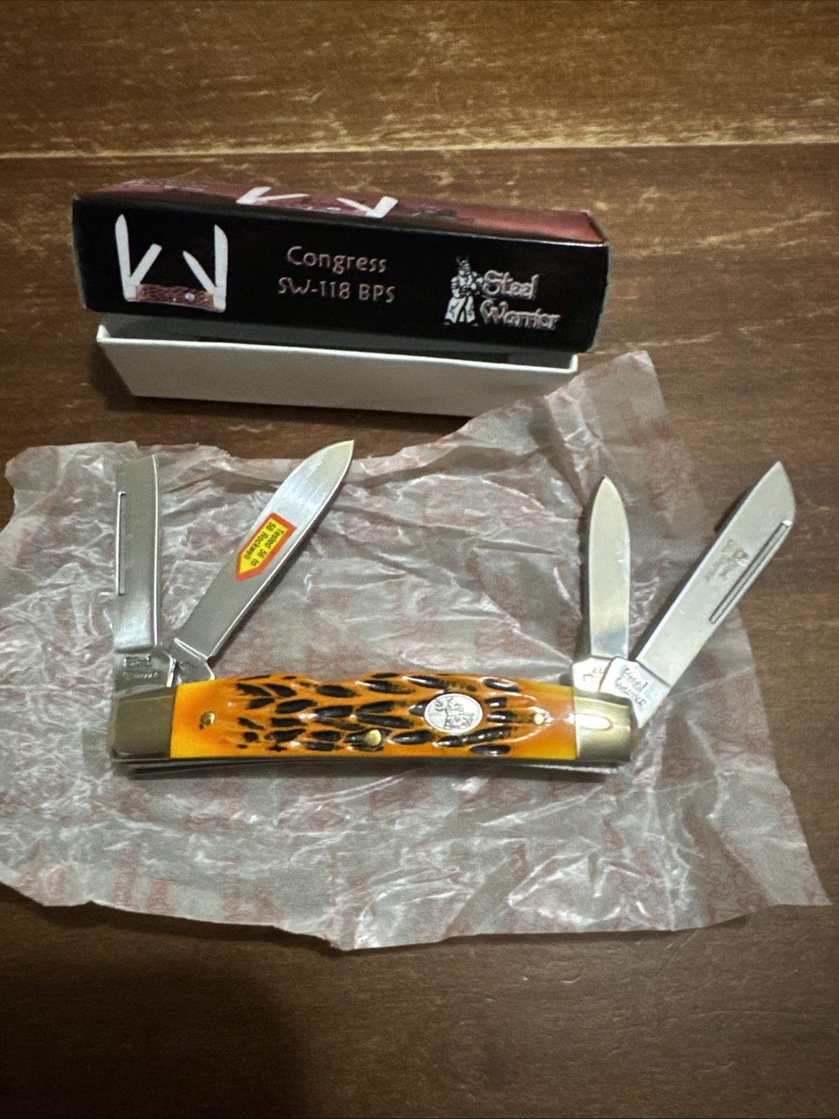 Steel Warrior 4 Blade Congress Whittler Knife Jigged Bone Handles SS Blades