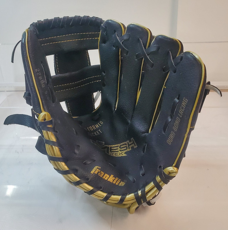 Franklin Meshtek 9.5" Left Hand Baseball Glove Black/Gold Leather 22808