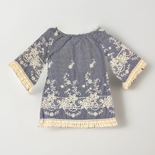 Velzera Dress Size Sm Floral Embroidered Peasant Tunic Off Shoulder Bohemian Top