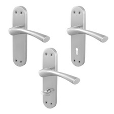 Satin Internal Door Handles - Latch, Bathroom & Key Lock Backplate Handle Sets