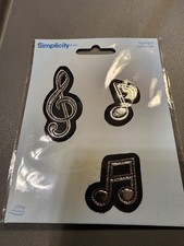 Music Notes Embroidered Patches 3 Pack