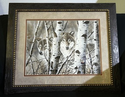 Wolf In Aspens Fleeting Glimpse Framed Art By David Wenzel 19.5x23