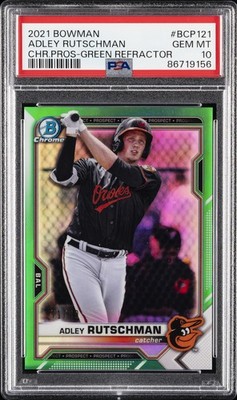 2021 BOWMAN CHROME PROSPECTS GREEN REFRACTOR ADLEY RUTSCHMAN 71/99 PSA 10