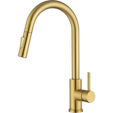 Tohlar Brushed Gold Pull Down Kitchen Tap Flexible Design