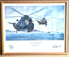 David Gibbings signed print Sea King over Falkland sound May 1982 - GT 54