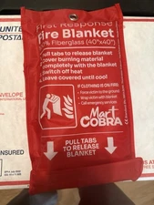 1 PACK FIRE BLANKET Fiberglass Cobra Emergency Home Retardant Prepared 40''x40''