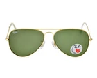 Ray-Ban Sunglasses RB3025 Aviator Classic Gold Frame Polarized Green Lens 58mm