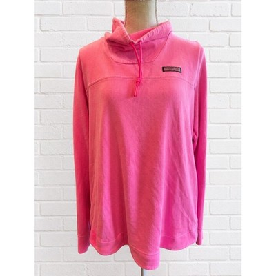 Vineyard Vines Womens L Pink Funnel Neck Drawstring Pullover Sweatshirt Cotton