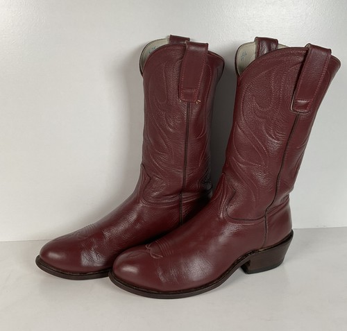 Stewart Fine Handmade Cowboy Boots | Custom | Burgundy Deertan | Men’s 9.5