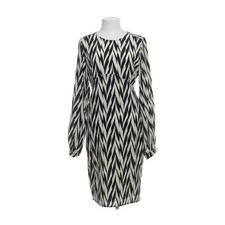Winter Kate, Kleid, Größe: M, Schwarz/Beige, Chevron, Damen #grI