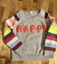 Baby Gap Happy Colorful Rainbow Happy Stripe Sweater 4T 4Y