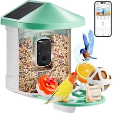 Smart Bird Feeder with Camera, 2K HD AI Identify 10000+ Bird Species, Solar-Powe