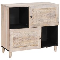 Sideboard Aus Massivholz Mango Weiß Gebleicht 80 X 33 X 75 Cm