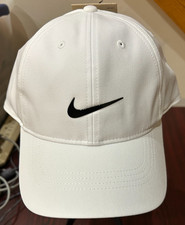 Nike Dri-Fit Club Cap Golf White w/ Black Swoosh Hat NEW w/ Tag Adult M/L