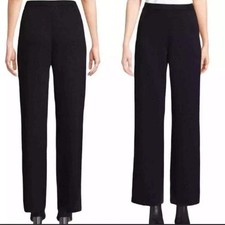 St. John Collection Santana Knit Flat Front Black Pants Size 8