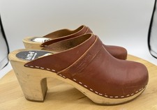SWEDISH HASBEENS Toffel Brown Leather Clog Mule Women EU 40/ US 8.5