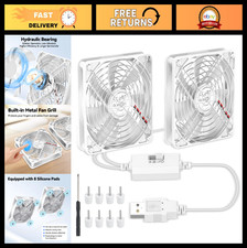 Double USB 120mm Fan - Quiet Cooling, Portable, Dual Power Supply, Ideal for Hom