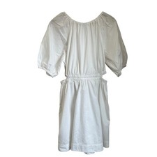Old Navy White Puff Sleeve Cotton Poplin Side Cutout Mini Dress Sz M