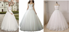 Clearance - Elegant Tulle A-Line Wedding Dresses Lace Applique Bridal Gowns