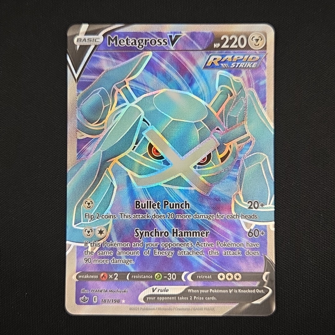 Pokemon TCG Card Metagross V 181/198 SWSH Chilling Reign Full Art Holo - NM