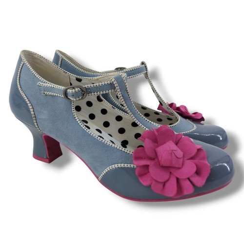 Ruby Shoo Marcie Sky Blue Mid Heel T Bar Shoe, Size 4 UK, FI