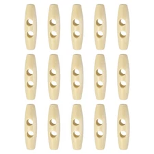 15pcs Wooden Toggle Buttons 45mm Double Hole Olive Sewing Button, Natural Color
