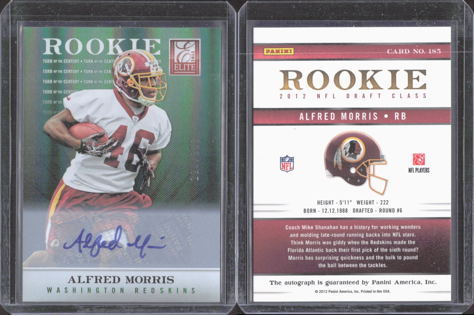 2012 Panini Elite #185 Alfred Morris Turn of the Century Autographs #/399 RC