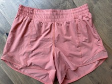 Lululemon Hotty Hot High-Rise Lined Short 4", Sunny Coral, W7AYXT, Women's Sz 8