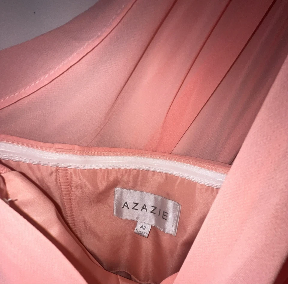 Vestido de dama de honra Azazie Brooke tamanho 2 coral chiffon - Imagem 4 de 4