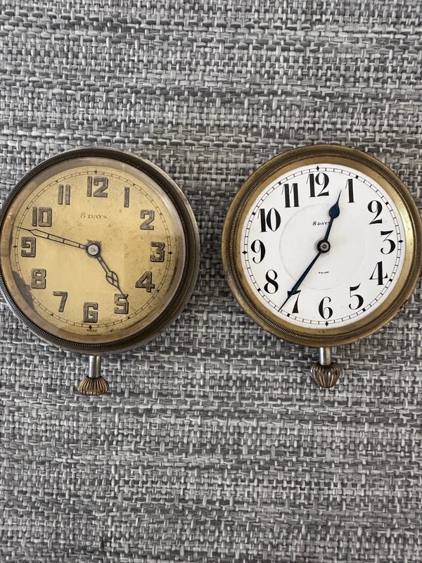 Lot of 2 Antique/Vintage 8-Day Jeweled Auto Clocks - Sochard & Septima