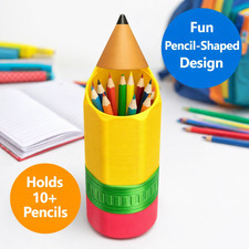 3D Printed Pencil Shaped Pencil Case – Fun Kids Desk & School Supply Holder