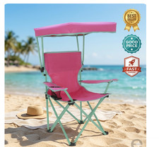 Kids Canopy Chair with Safety Lock Pink Green 125lb Capacity Outdoor Seat