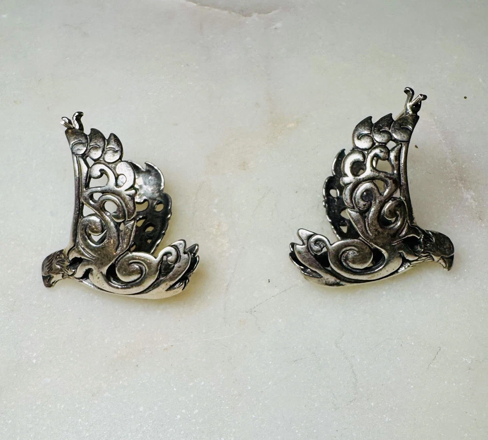 Vintage Native American Shube's Manufacturing Inc Sterling Silver Bird Earrings - Image 3 of 4