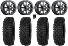 ITP Inertia Bdlk 14" Wheels Bk +40mm 28" Roctane ST Tires Kawasaki Teryx Mule