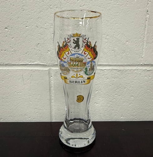 Vintage German Souvenir Weizen Beer Glass BERLIN Pint Brandenburger Reichstag