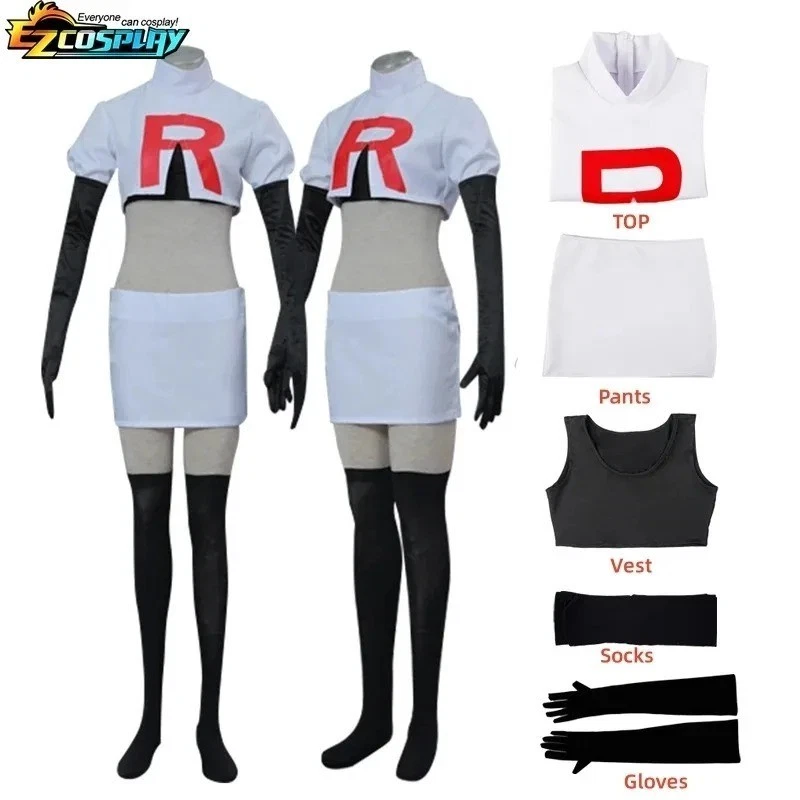 Team Rocket Jessie James Anime Cosplay Costume Full Set Adult Halloween Foto 4 de 4