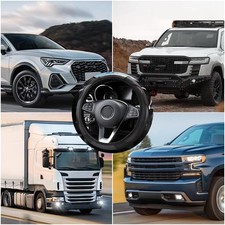 Steering Wheel Cover Leather Car Universal Carbon Fiber 15 Inch Black, NEW, USA