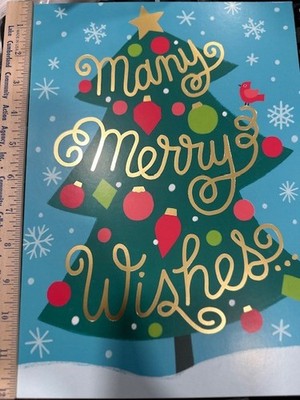 Many Merry Wishes - Merry Christmas - 12 inch tall w/Envelope NEW