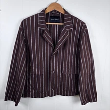 NIKO AND Brown Striped Button Front Blazer Jacket 3 (Approx. M) 89291400