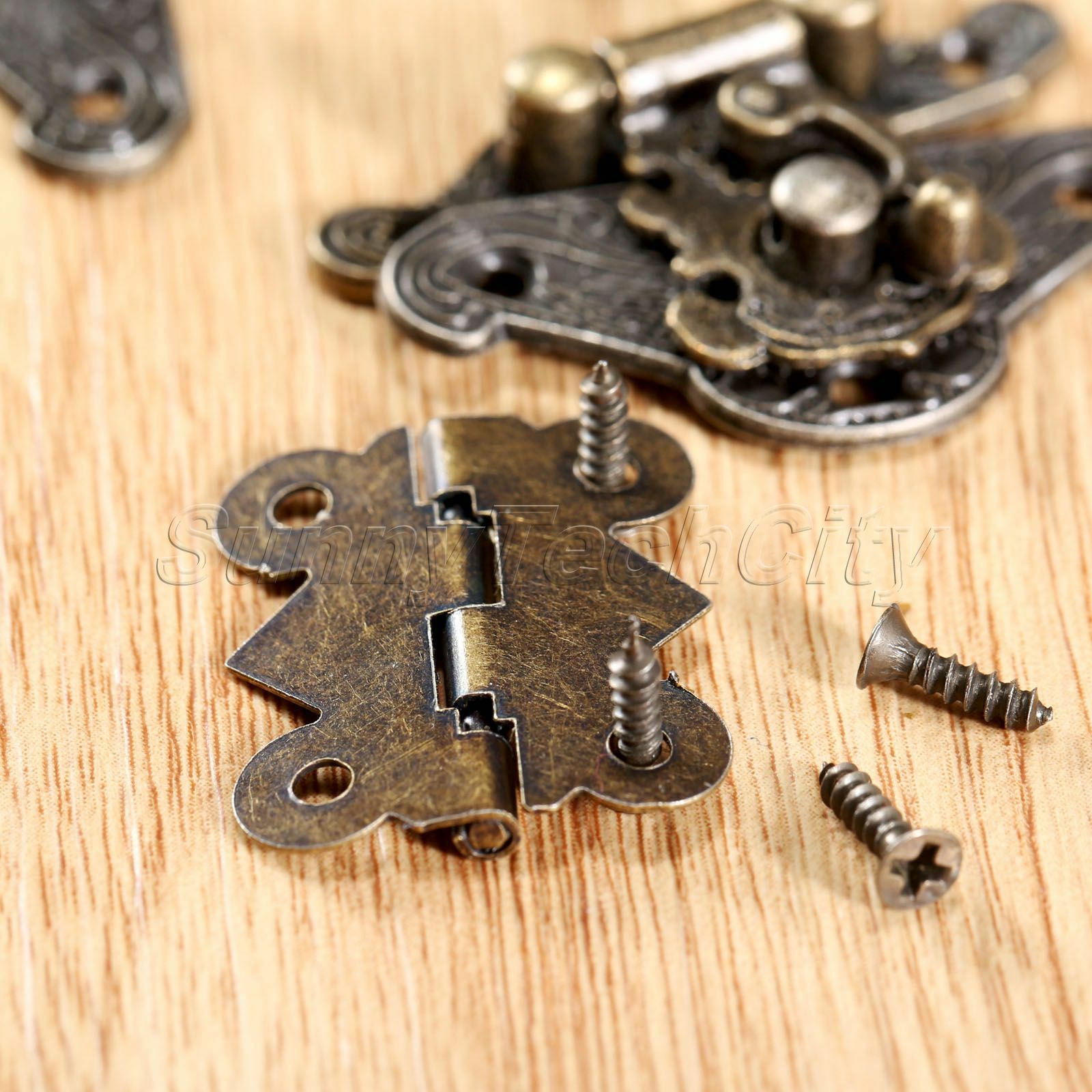 Antique Wood Box Latch Hasps Butterfly Hinges Jewelry Case Hardware