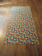 Interweave Rainbow Waves Wall Hanging Quilt Vintage Woven Colorful 45"X95"