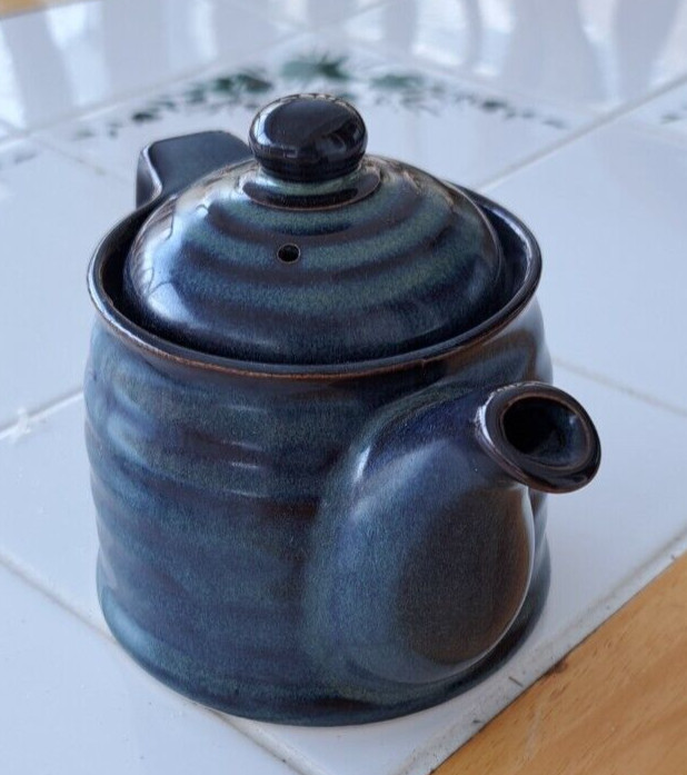 Takahashi San Francisco Ceramic Green Brown Blue Beehive Teapot Japan 10 oz