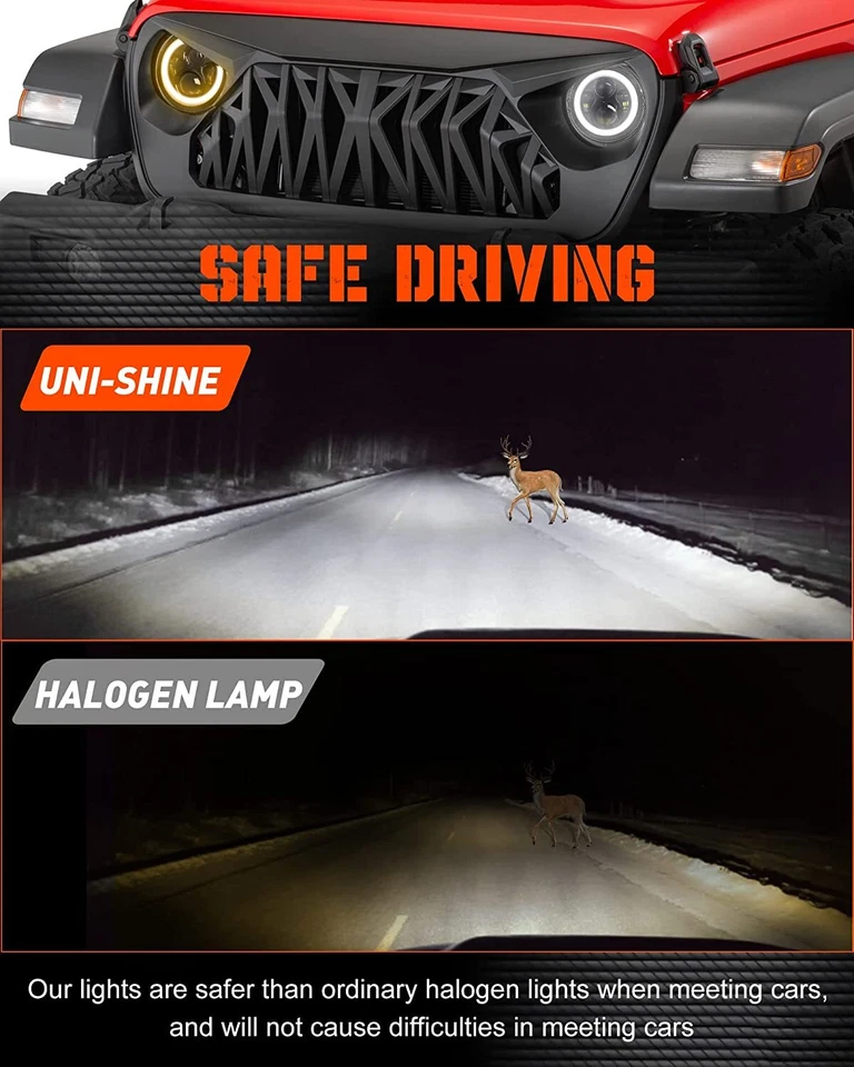 Подходит для Ford E-100 E-150 E-250 Econoline Club Wagon 1975-1978 2 шт 7 дюймов светодиодные фары - Изображение 2 из 4