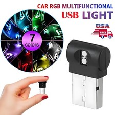 2 Usb Led Neon Atmosphere Ambient Light Bulb Mini Lamp Interior Car Accessories
